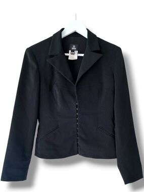 VERSACE JEANS COUTURE Black Tailored Hook-and-Eye Blazer Jacket size IT44